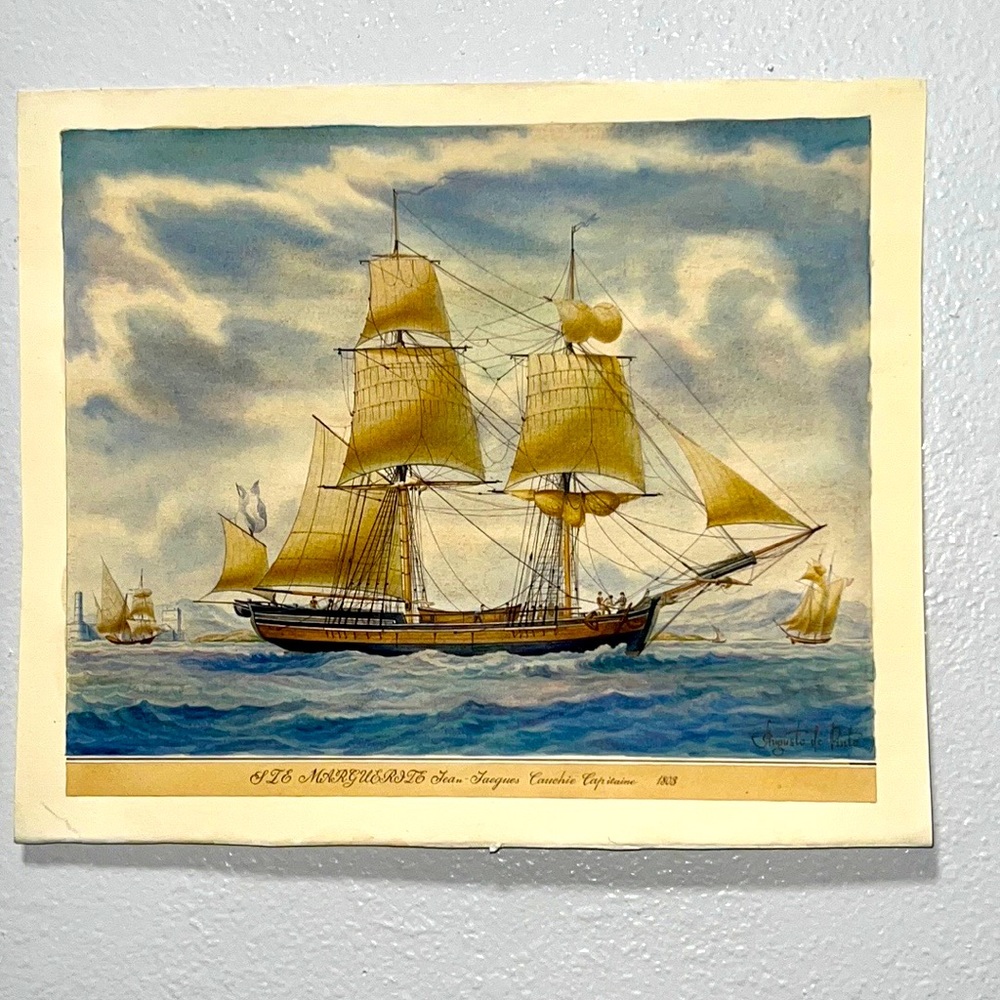 Authentic Models Reproduction Painting of Sailing Ship STE MARGUERITE 1803 Sea